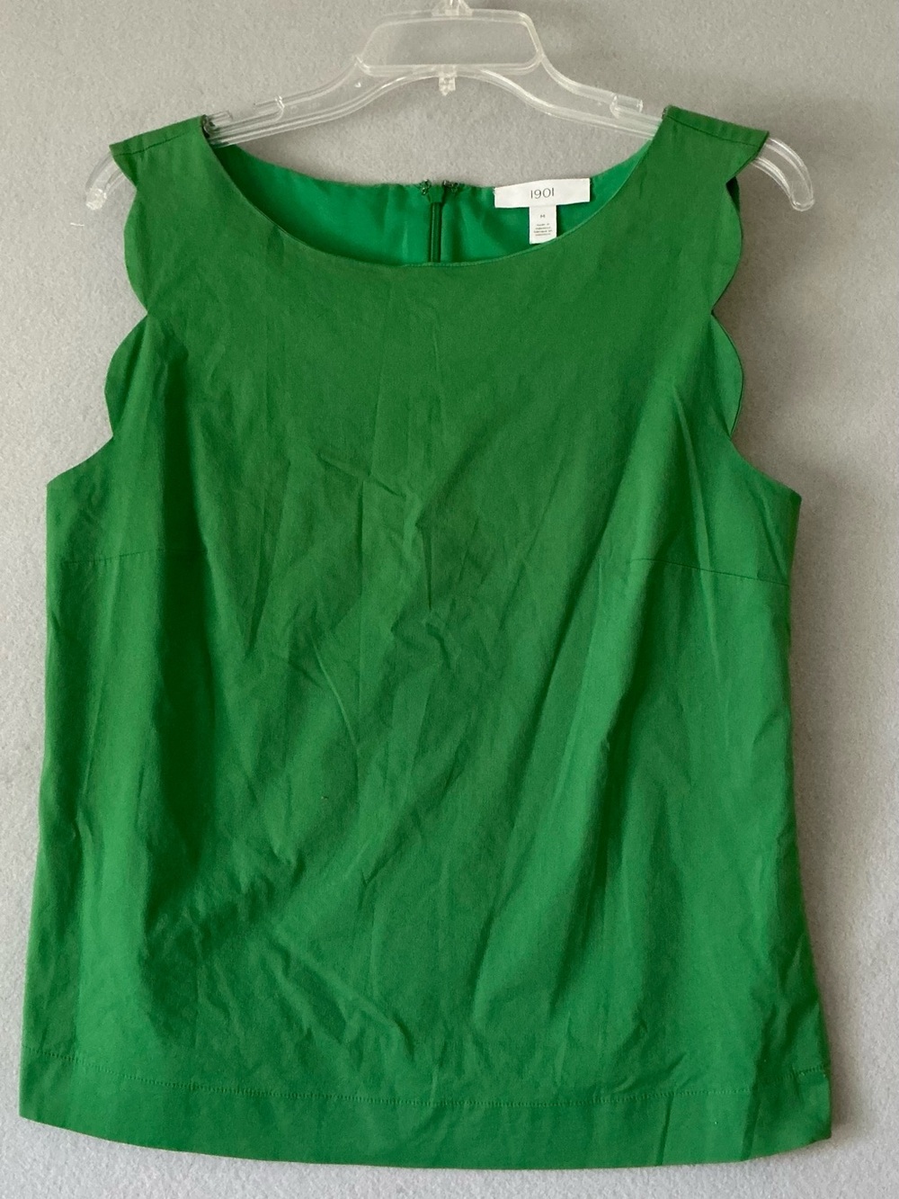 Nordstrom 1901 Scallop Tank Top M Classic Americana, 1960’s Retro, Mod Green